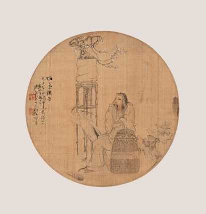 曹华 1889年作 绢本林和靖 立轴